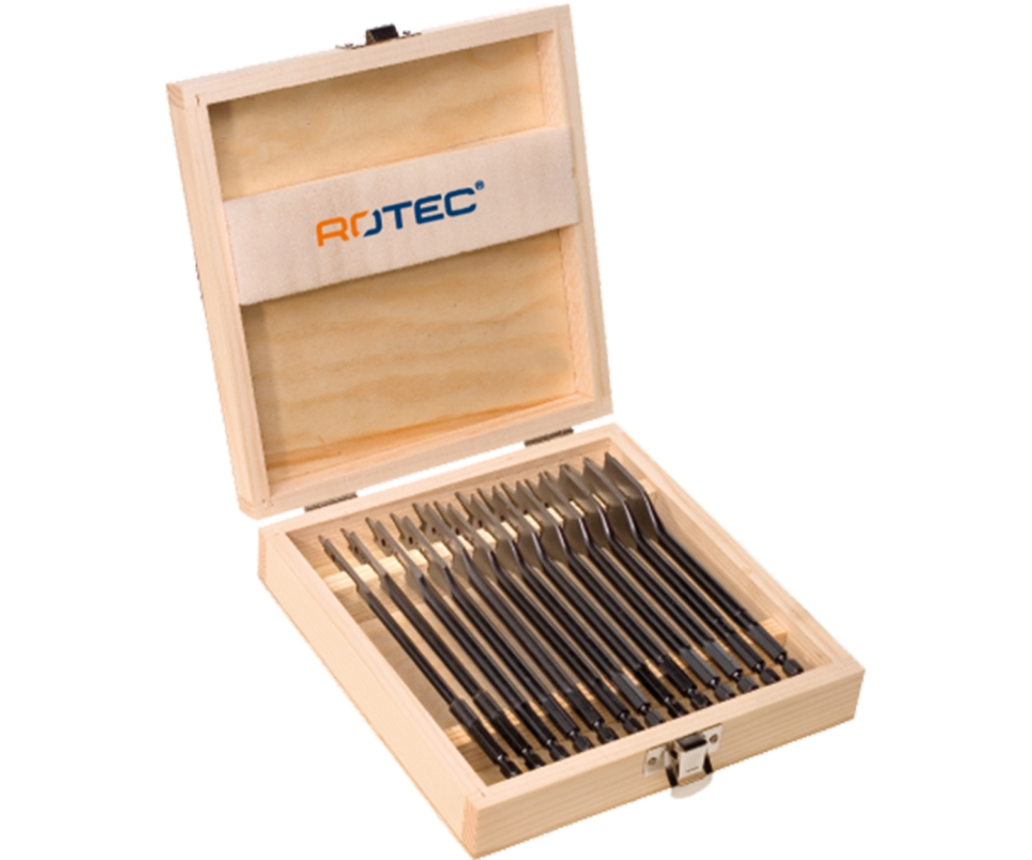 Rotec 900.1018 Speed drill set 13 pieces in wooden case