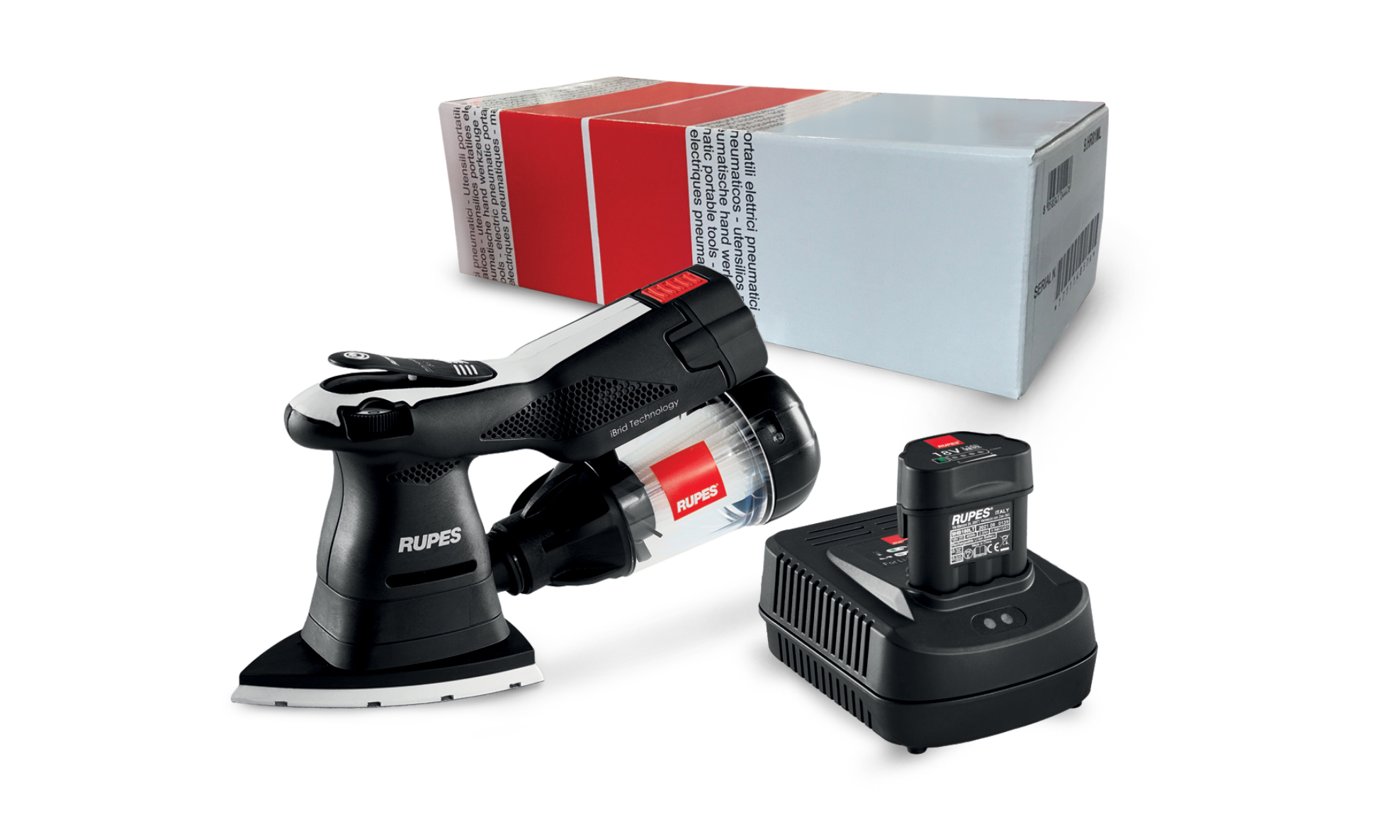 Rupes RU-HSS73N/STB IBRID Delta sander HSS73N 1x 18V 2.5Ah battery and charger in box