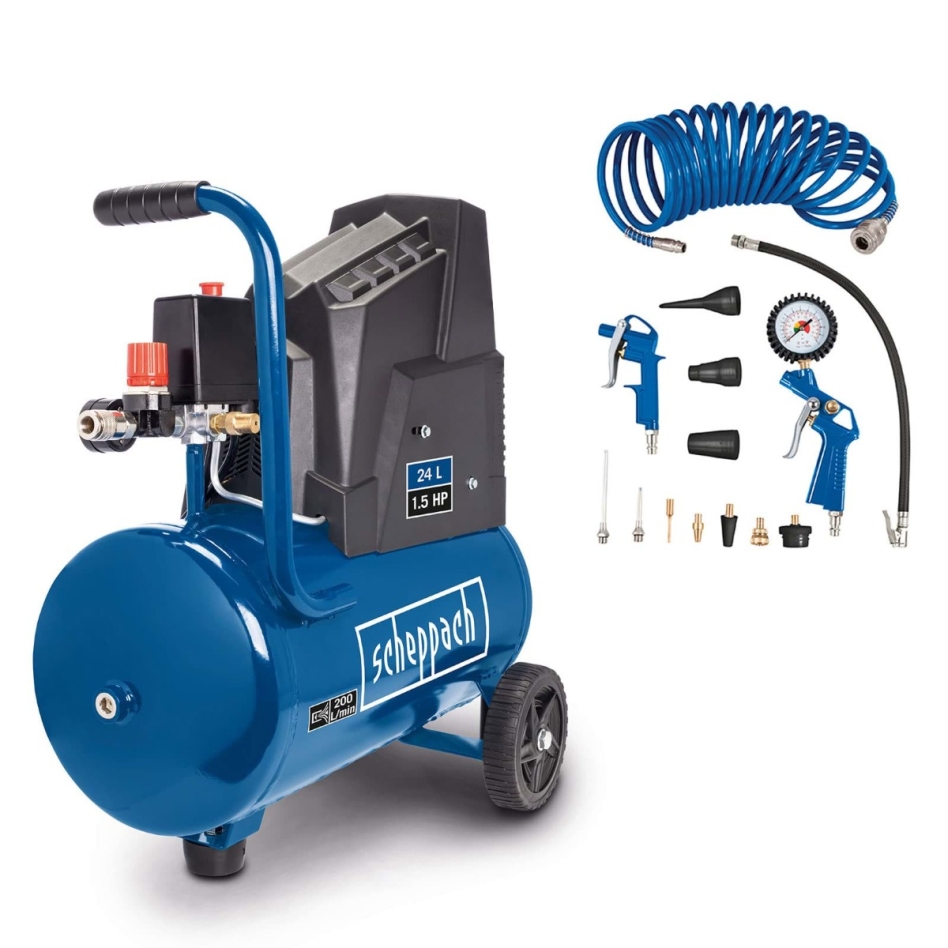 Scheppach 5906146901 Compressor HC30o with 13-piece accessory set and hose
