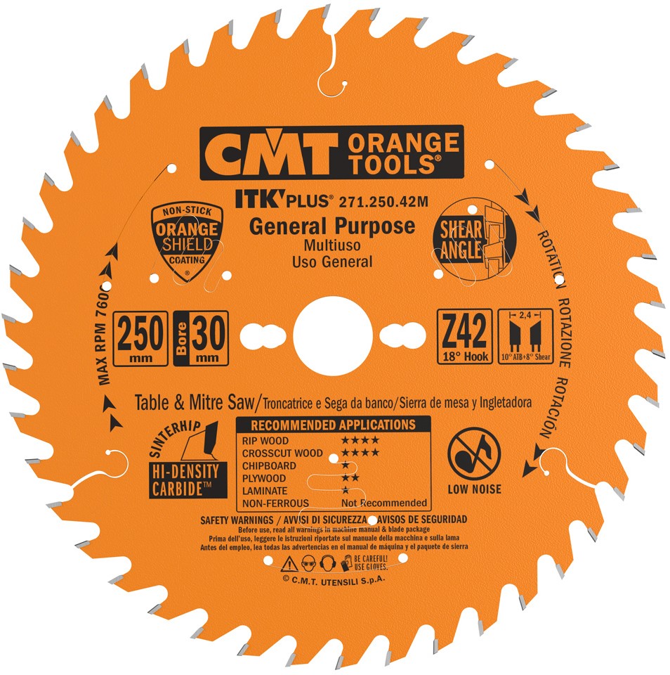 CMT 271.250.42M Ultra thin scalloped saw blade with cutting limiter 250 x 30 x 42T