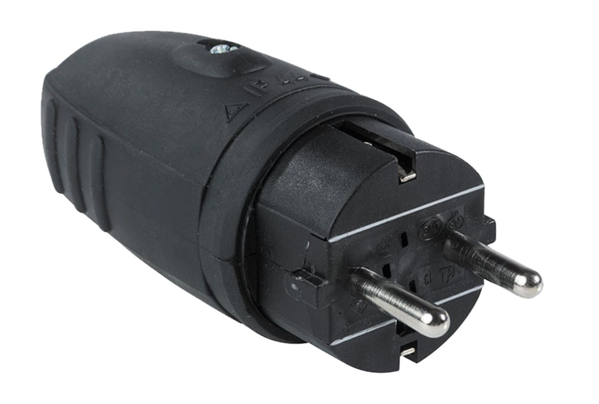 Schwabe 60410 Rubber Plug 230V/16A IP44 Black up to 2.5 mm²