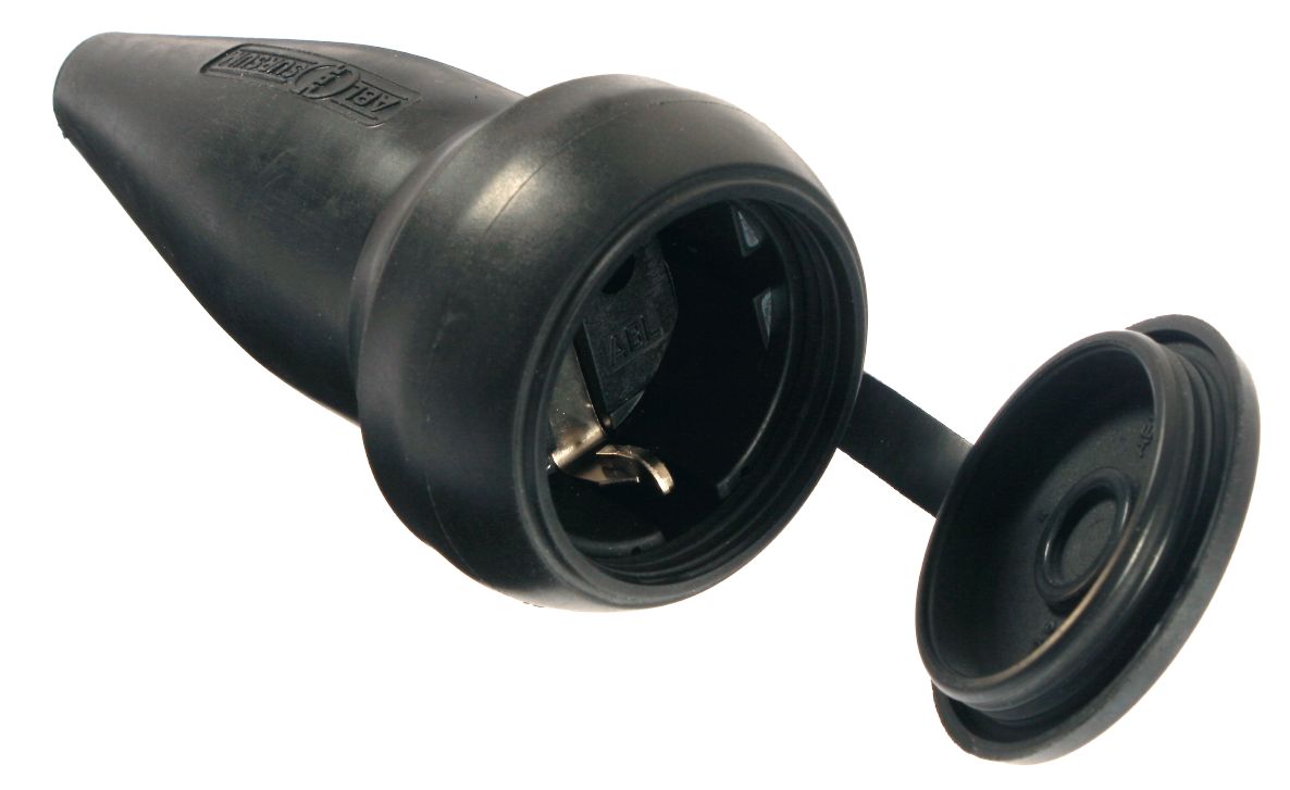 Schwabe 60417 Rubber Contra plug with protective cover 230V/16A IP44 Black