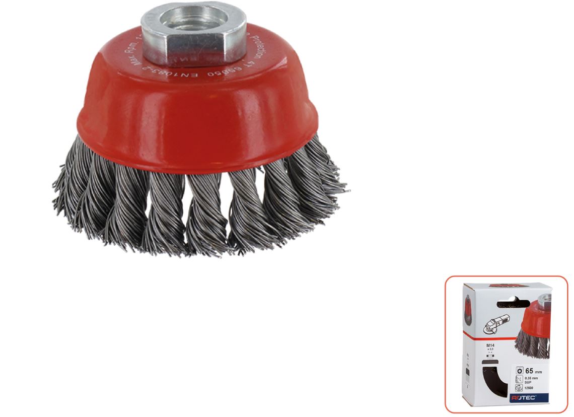 Rotec 798.0005 Cup brush M14 65x0,50 mm twisted steel wire
