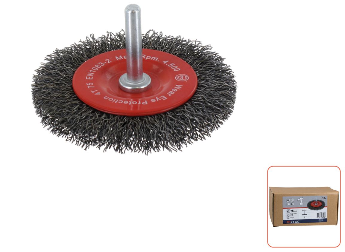 Rotec 798.0320 Pencil brush sch.6mm 75 x 0,30 mm x 15 mm corrugated steel wire