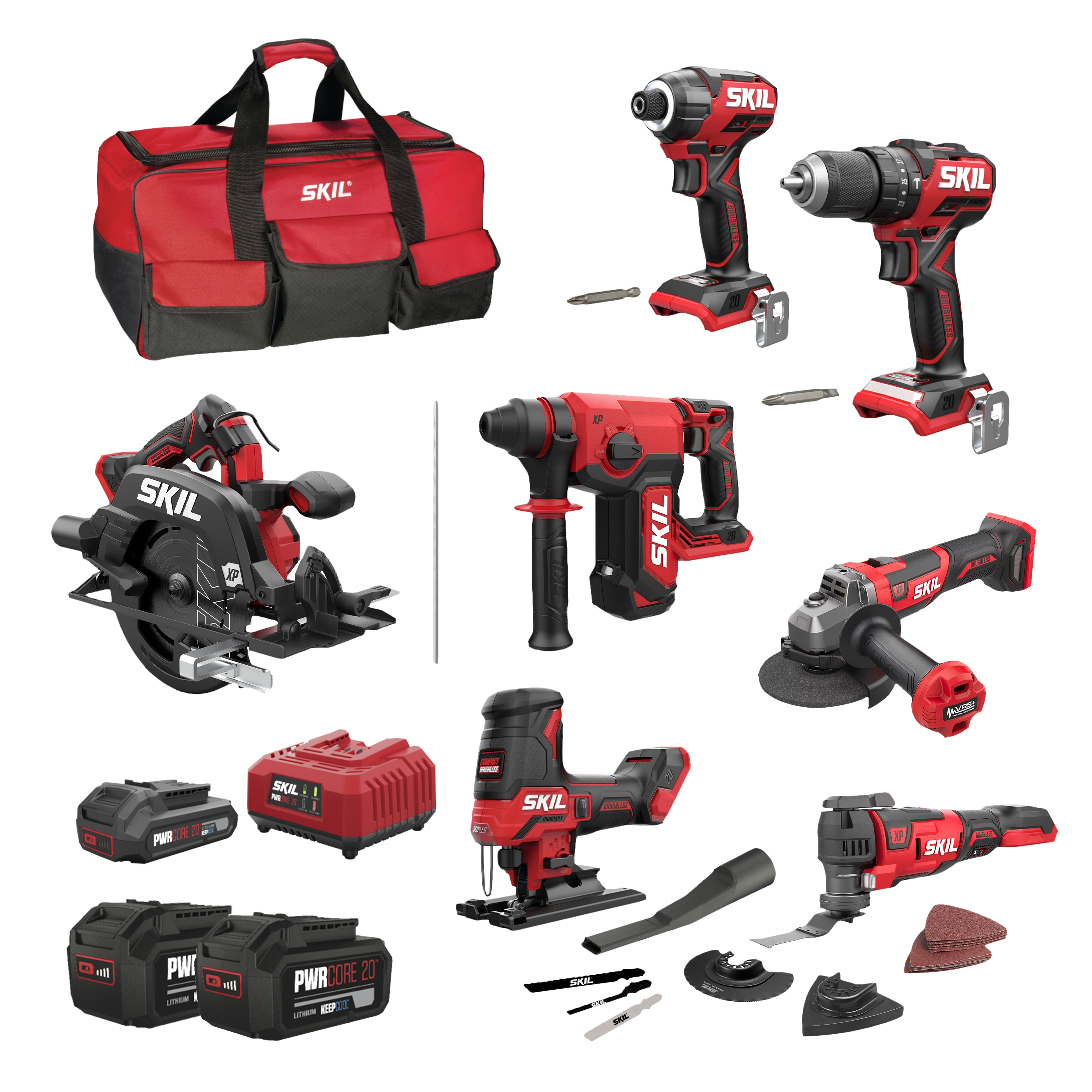 SKIL SkilTN7 7-Piece Combo Set Professional 18V Tool Set with Toolbag 20V 