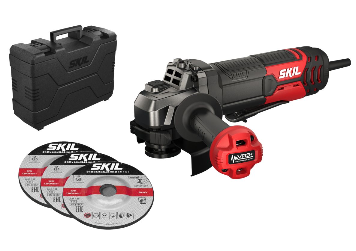 SKIL AG1E9132GA Angle grinder 125mm 850W in case + 3 grinding discs