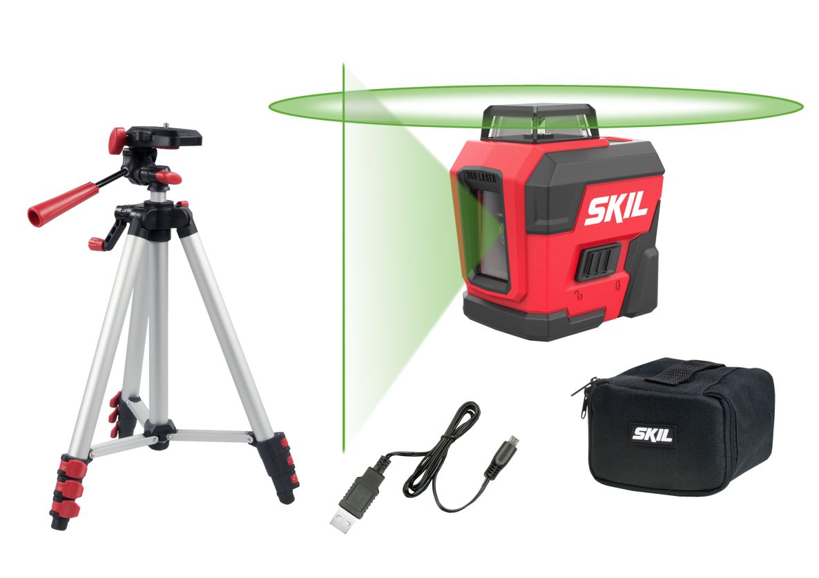 SKIL MT1E1961DA Self-leveling cross line laser 360 green + tripod and USB charging cable