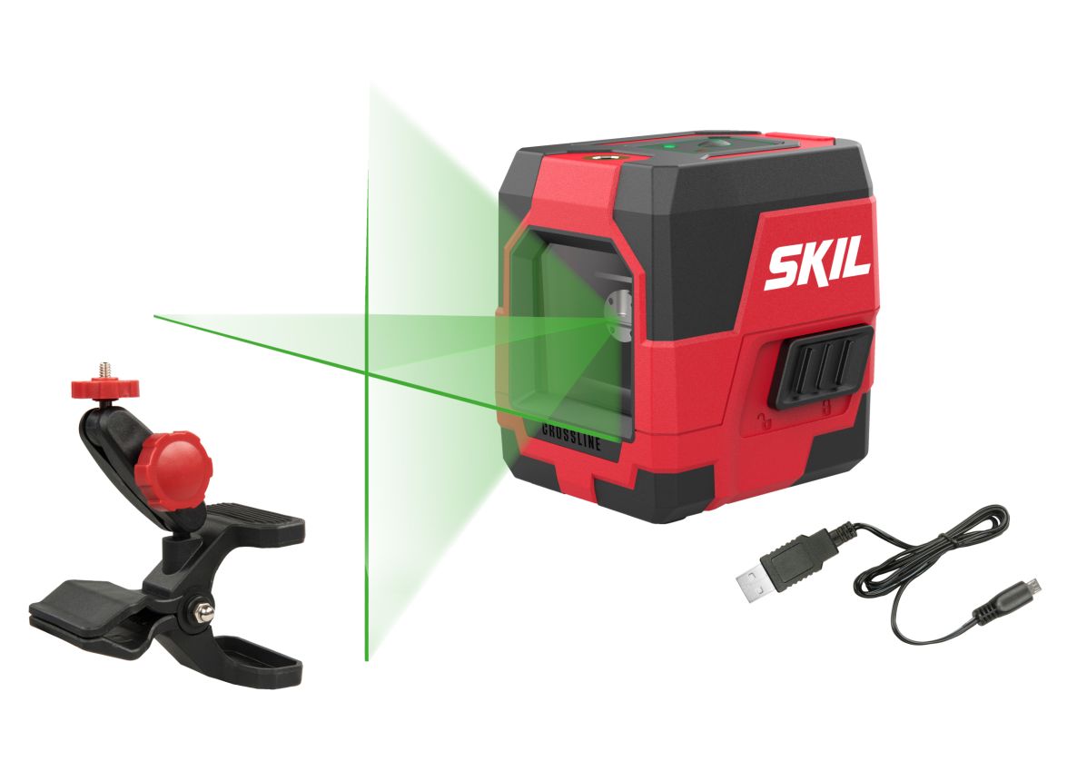 SKIL MT1E1912AA Self-leveling cross line laser green + USB charging cable