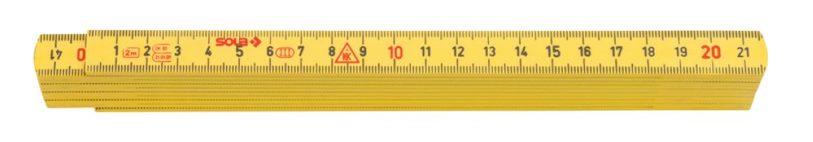 Sola 53030101 G59-2-10 HK2/10G Folding rule, plastic 2 m - 10 piece