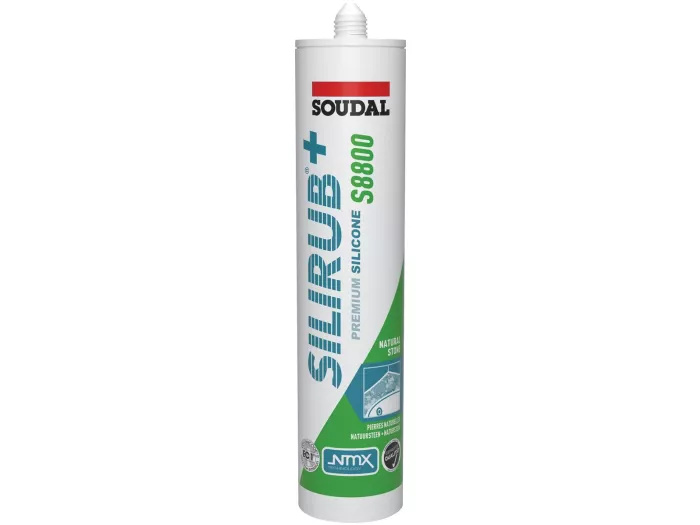 Soudal 120989 Silirub+ S8800 Sanitary Silicone Sealant, Neutral, Natural Stone, Manhattan 847, 300 ml