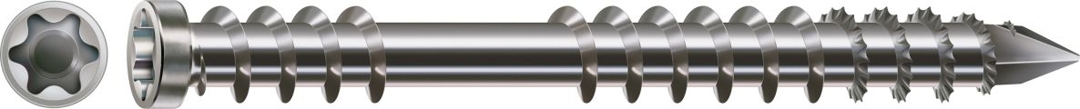SPAX 0537000500605 Terrace screw 5 x 60 mm, Cylinder head, T-STAR PLUS T25, Fixing thread, stainless steel A2 - 400ST