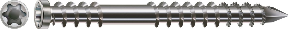 SPAX 0538000600703 Terrace screw 6 x 70 mm, Cylinder head, T-STAR PLUS T25, Fixing thread, stainless steel A4 - 100ST