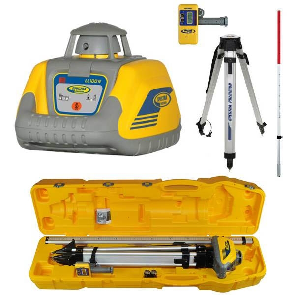 Spectra Physics 600507 LL100N Rotating construction laser tripod staff (package)