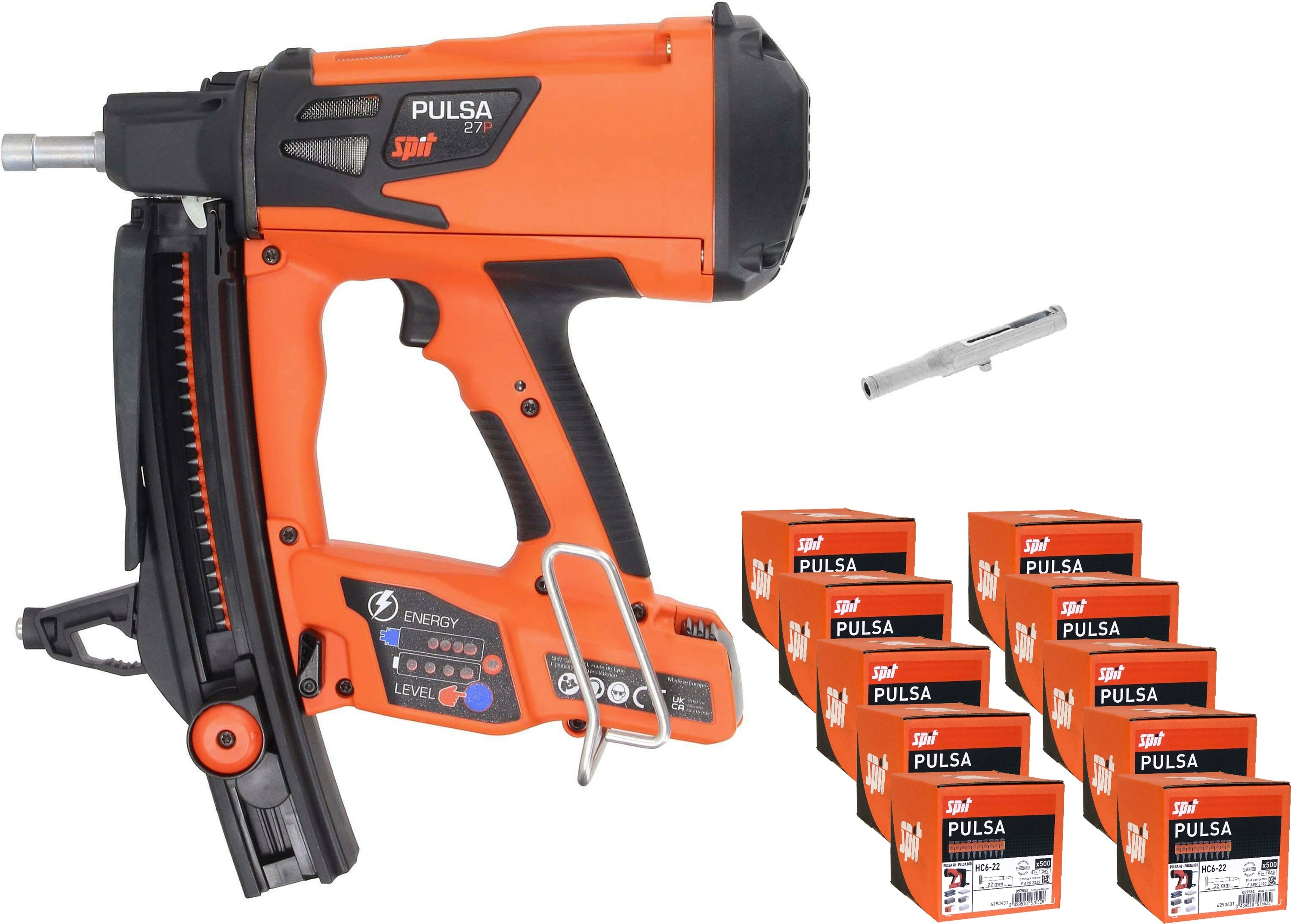 Spit 695980 Pulsa 27P Gastacker for finishing and contractor 15-27 mm + Dealer warranty! + 15000 nails HC6/22 + nail guide