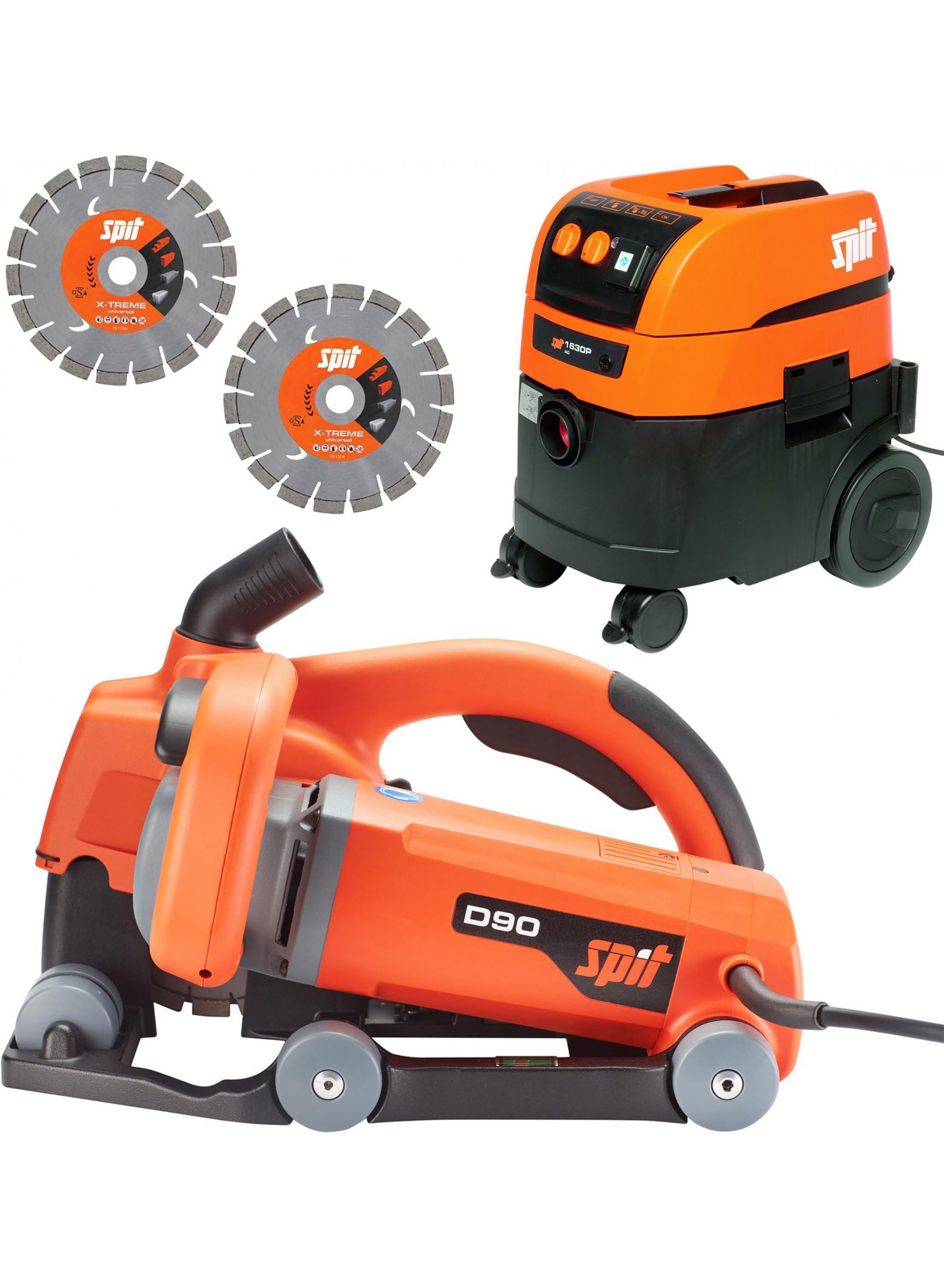 Spit 695981 D90 Slot saw + AC1630P vacuum cleaner + 4 x diamond saw blades