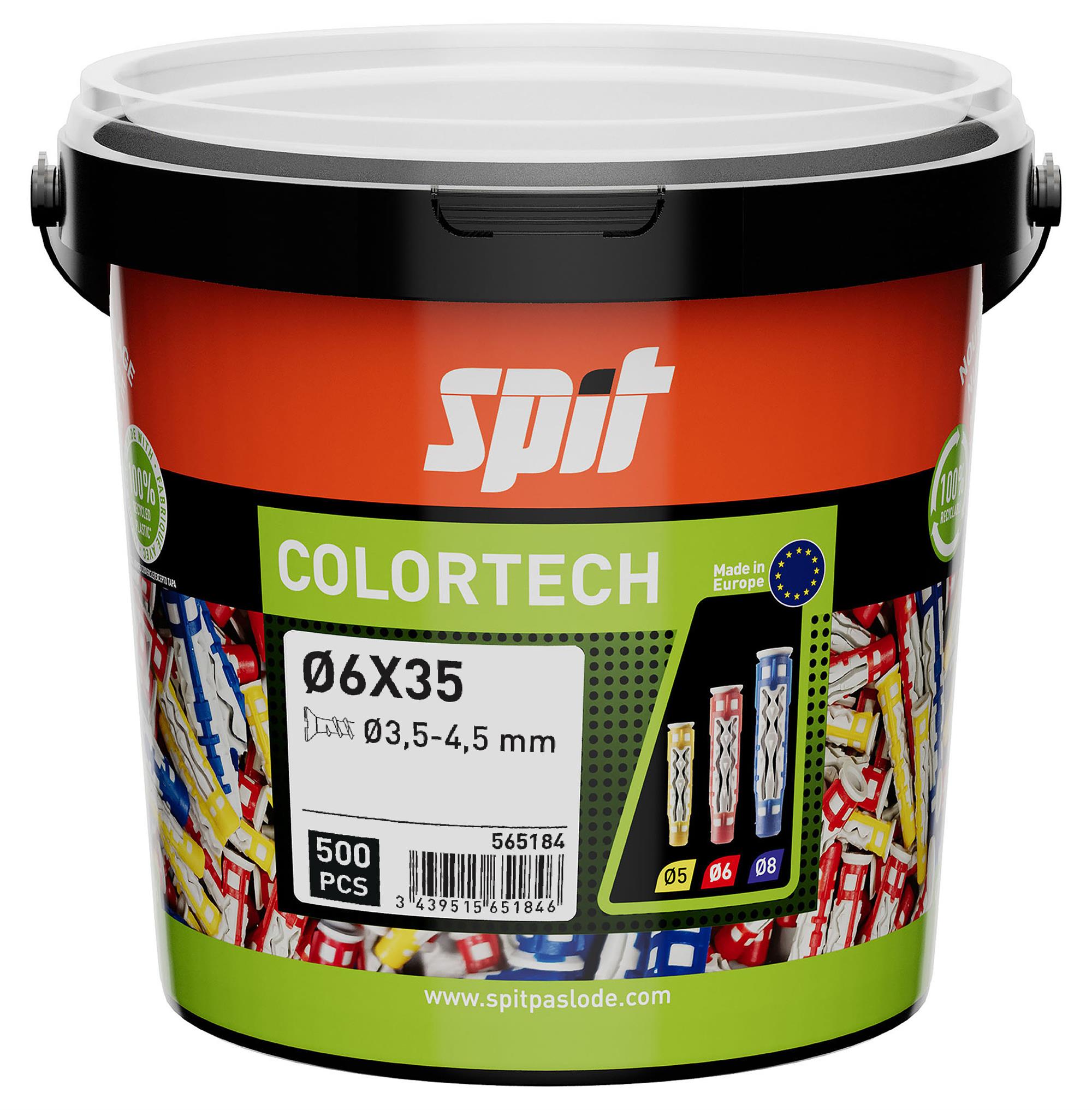 Spit Fasteners 565184 ColorTech Universal plug 6x35 500 pieces in bucket
