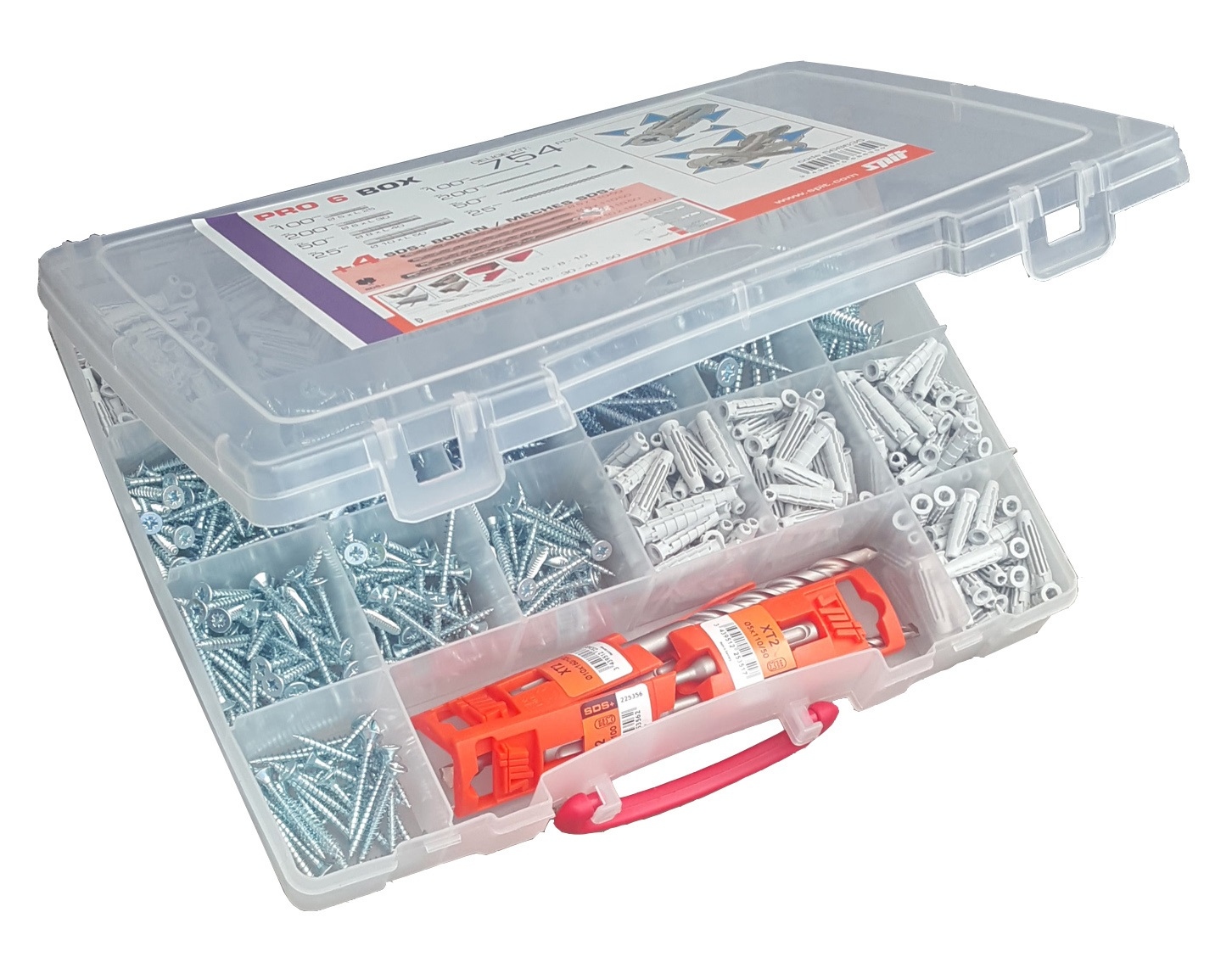 Spit Fasteners 568635 754 pcs. PRO 6 Box plugs with screw and drill bits