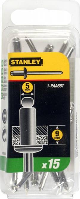 Stanley 1-PAA66T pop rivets 5 x 9mm - 15 pieces