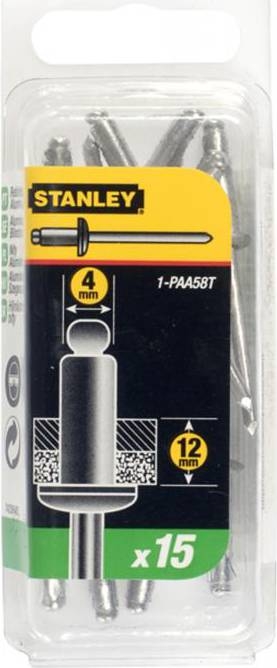Stanley 1-PAA58T pop rivets 4 x 12mm - 15 pieces