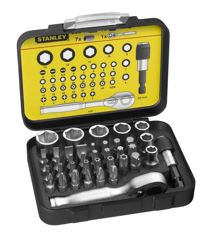 Stanley 1-13-906 Ratchet wrench bit set expert pro 1/4".