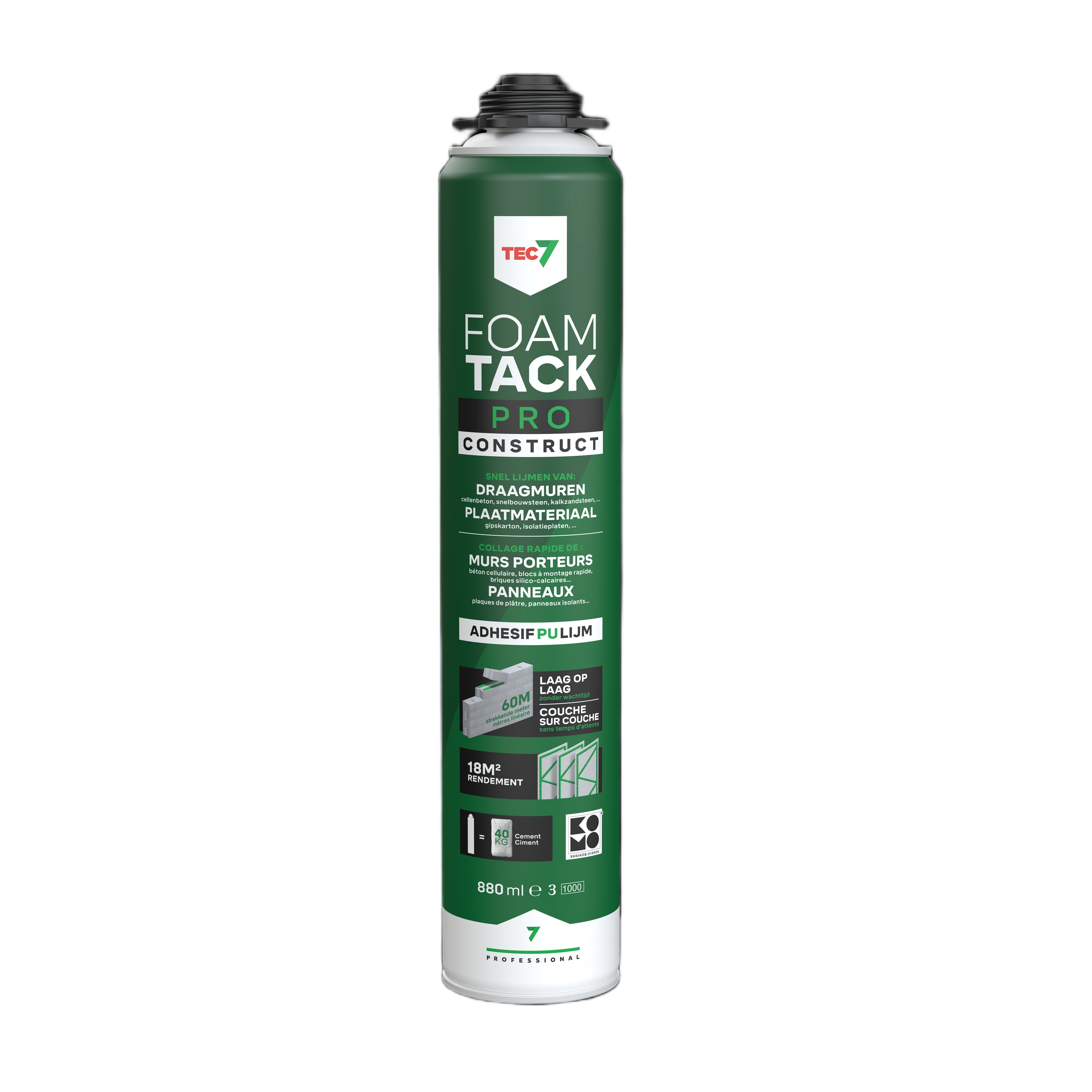 TEC7 670008000 FoamTack Pro Construct Adhesive Foam 880ml