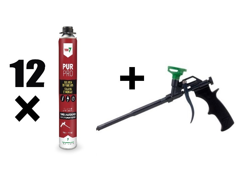 TEC7 670005Set PUR PRO Set: 12 x Pistol PUR foam 750 ml + free PUR Gun