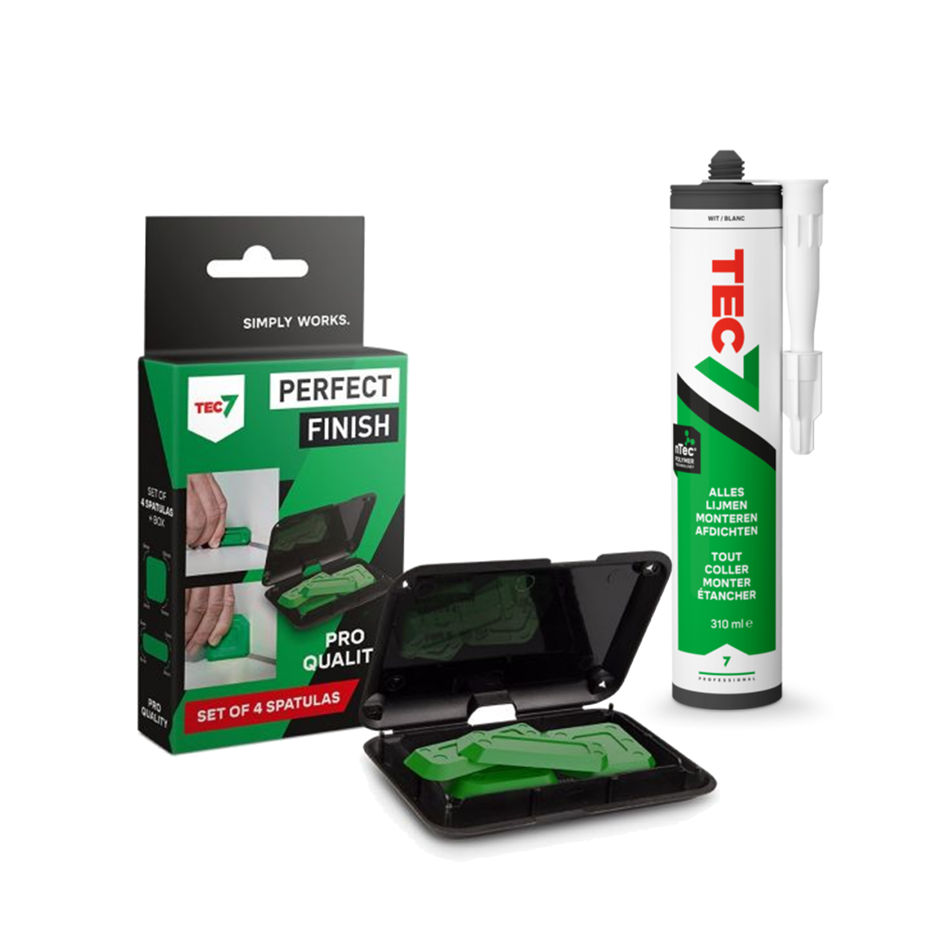 TEC7 535206-12 Assembly sealant tube 310 ml White 12 pieces + free Perfect Finish Stripping Set