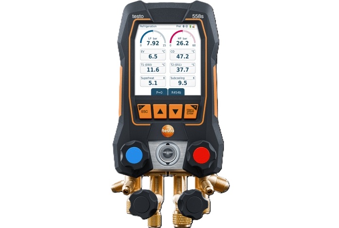 Testo 0564 5581 558s - Digital manifold with 4-way valve block and intuitive touch screen