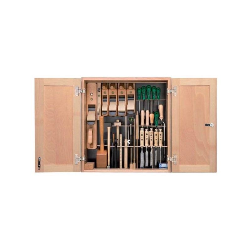 Ulmia 40-304 Carpenter''s Toolset 37 pcs. in wooden cabinet