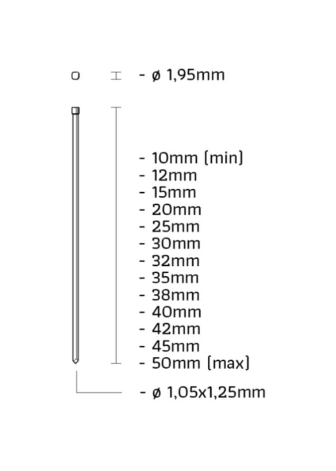 Union J-20CR-Q Minibrad stainless steel 18GA 1.25mm length 20mm 10000pcs
