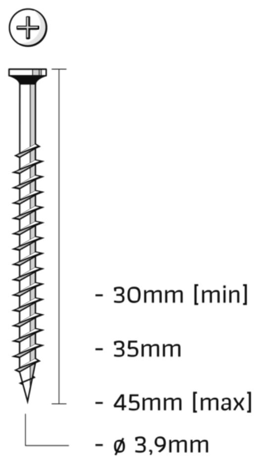 Union SM3.9X45FPGB Screws on strip phosphated for gypsum fiberboard length 45mm 1000pcs