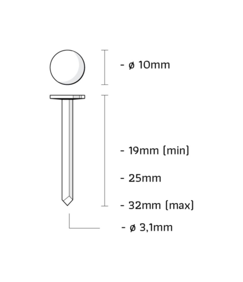 Union IZ25ARGK Asphalt nail stainless steel 304 (V2A) smooth length 25mm 7200pcs