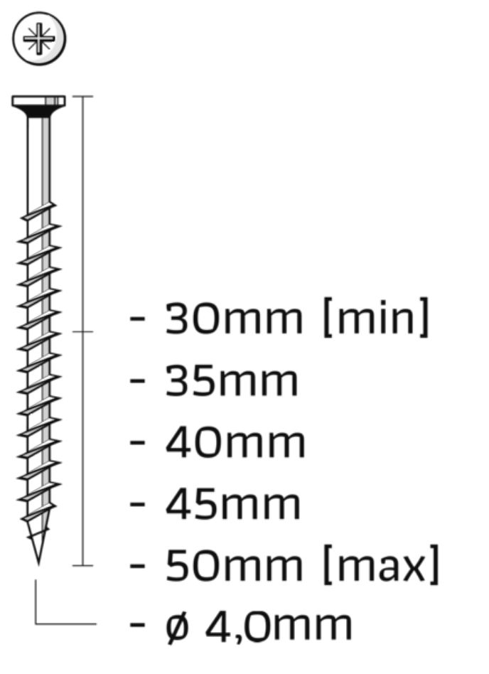 Union SM4.0X50SPB Chipboard screws on strip bichromatized length 50mm 1000pcs