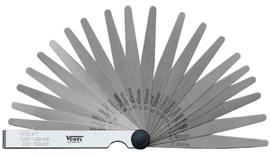 Vogel 411007 Feeler Gauge Steel 20-piece 0.05-1mm /.002-.040 inch