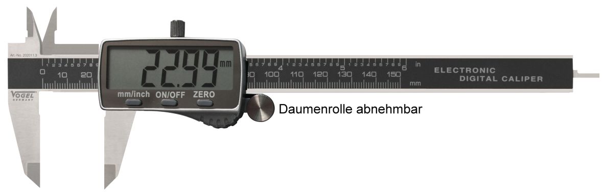 Vogel 202011-3 Slide gauge digital stainless steel 150mm DIN 862