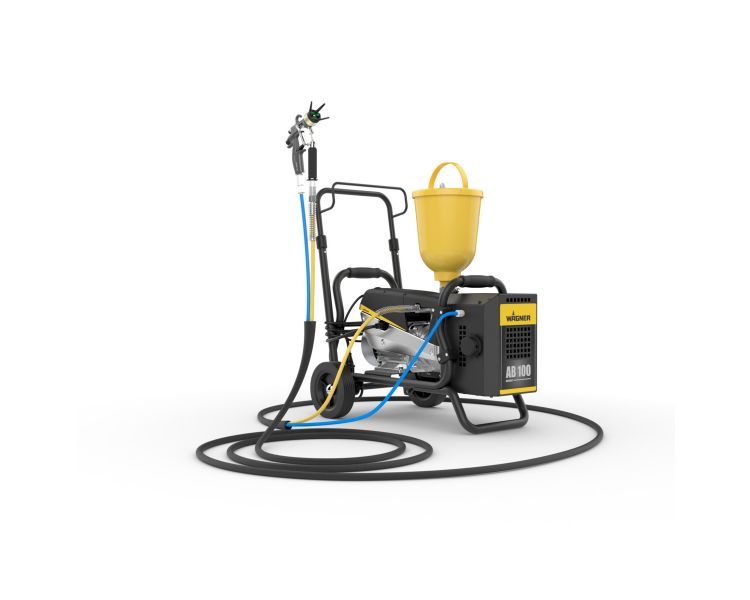 Wagner 2353393 SuperFinish 23 Plus aircoat Spraypack spraying system with AB100 compressor on trolley