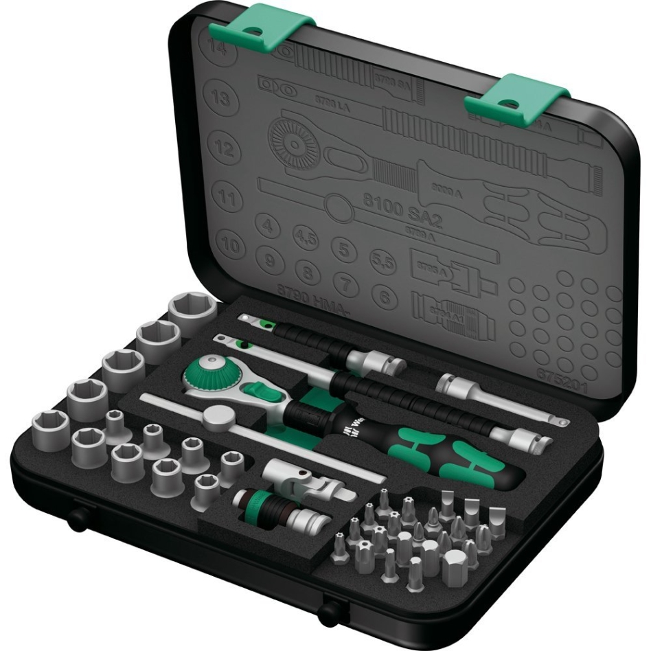 Wera 05003533001 8100 SA 2 Zyklop Speed ratchet set, 1/4" drive, metric, 42 parts