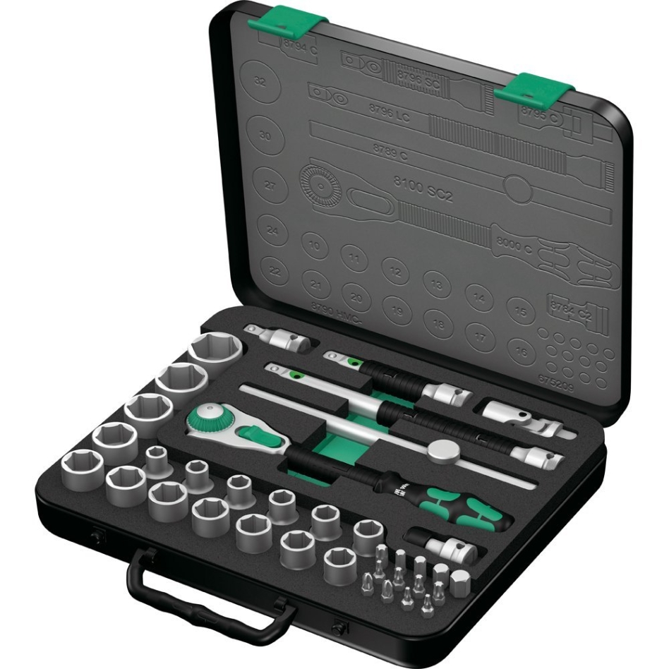 Wera 05003645001 8100 SC 2 Zyklop Speed ratchet set 1/2" drive, metric, 37 parts