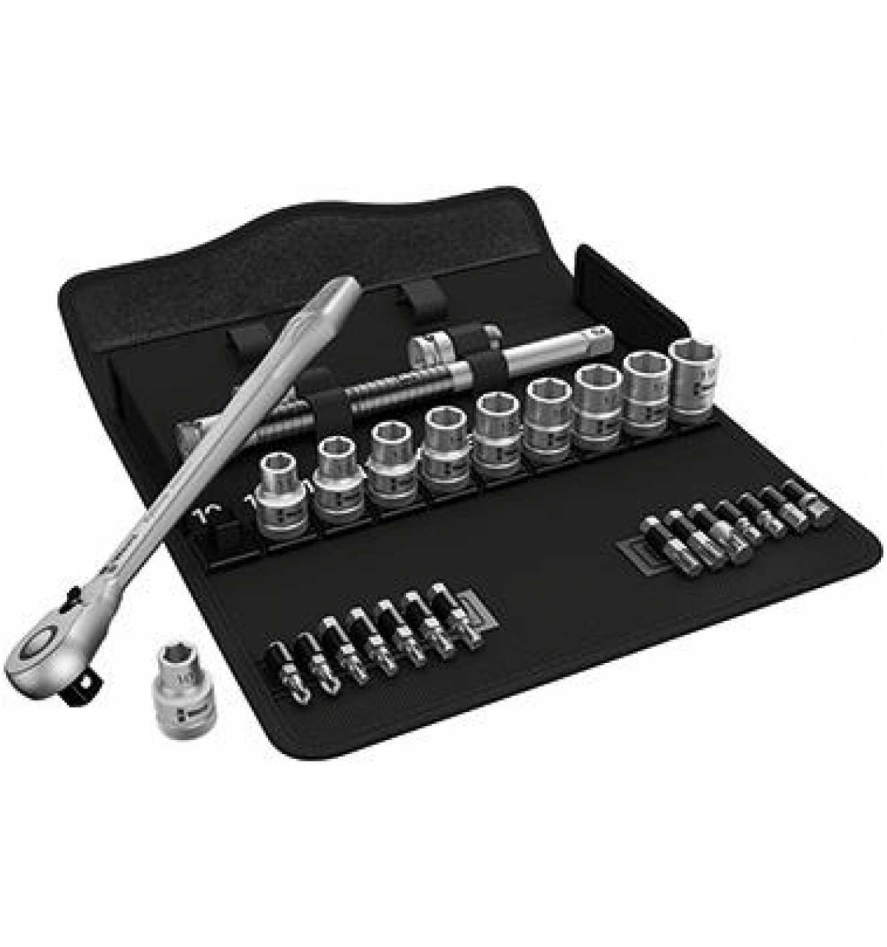 Wera 05004078001 8100 SC 8 Zyklop Metal ratchet set, lever clamp, 1/2" drive, metric, 28 parts