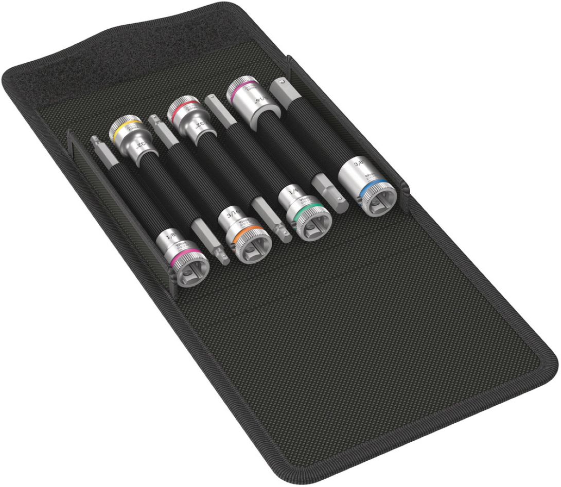 Wera 05003181001 8740 B HF Imperial 1 Zyklop socket set hexagonal, with holding function, 3/8" drive, 7 pcs.