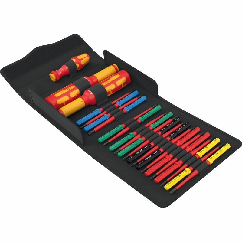 Wera 05006633001 Kraftform Kompakt Torque Screwdriver Set for Control Cabinets, VDE, 23-Piece