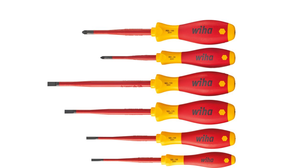 Wiha 36455 Screwdriver set SoftFinish electric slimFix slotted head, Pozidriv 6-piece ()