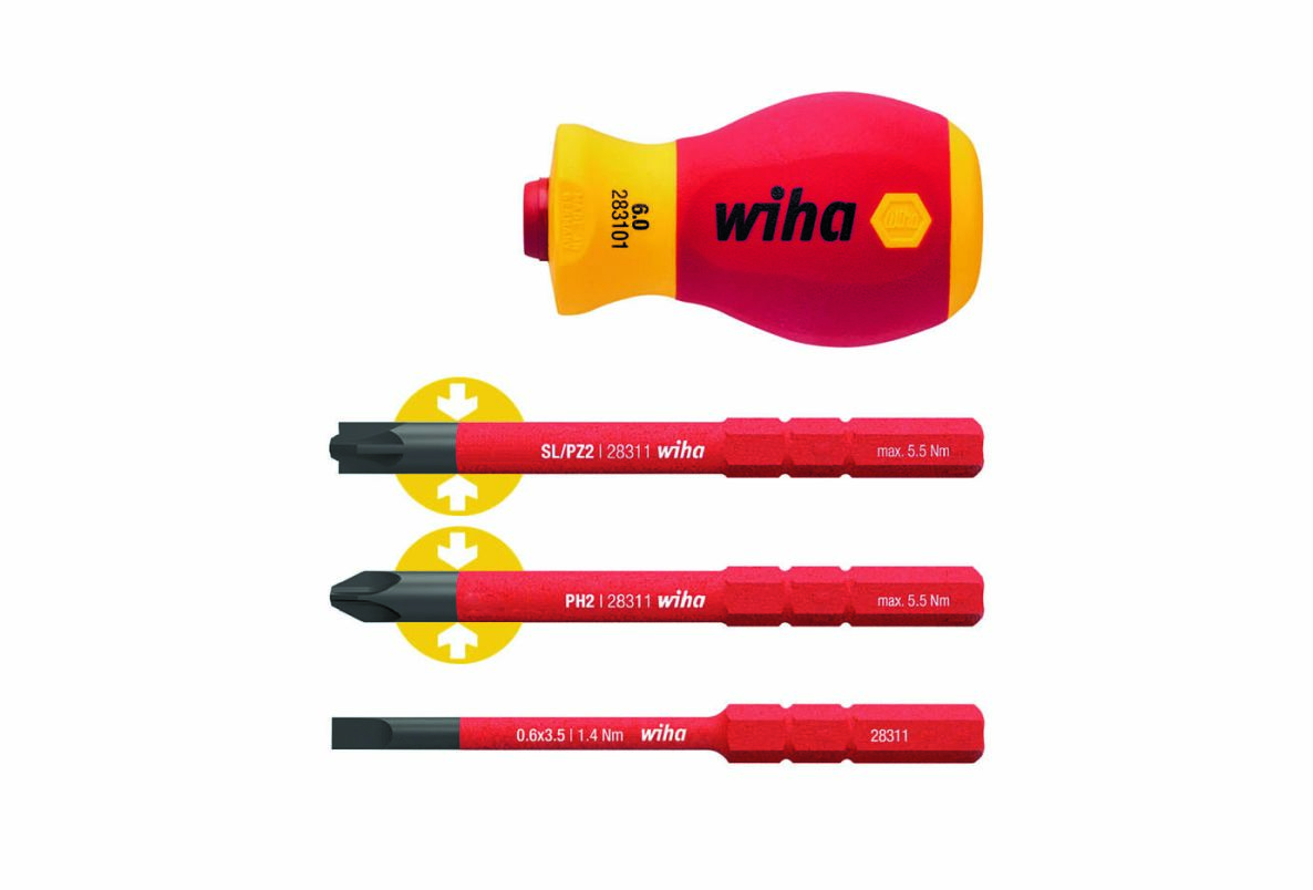 Wiha 41230 Screwdriver and Bit holder set SoftFinish electric slimVario® Stubby 4-parts ()