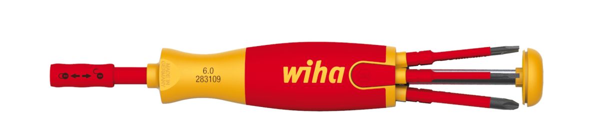 Wiha 41234 Screwdriver with bit holder LiftUp electric Pozidriv, PlusMin/Pozidriv, slotted head with 6 slimBits ()