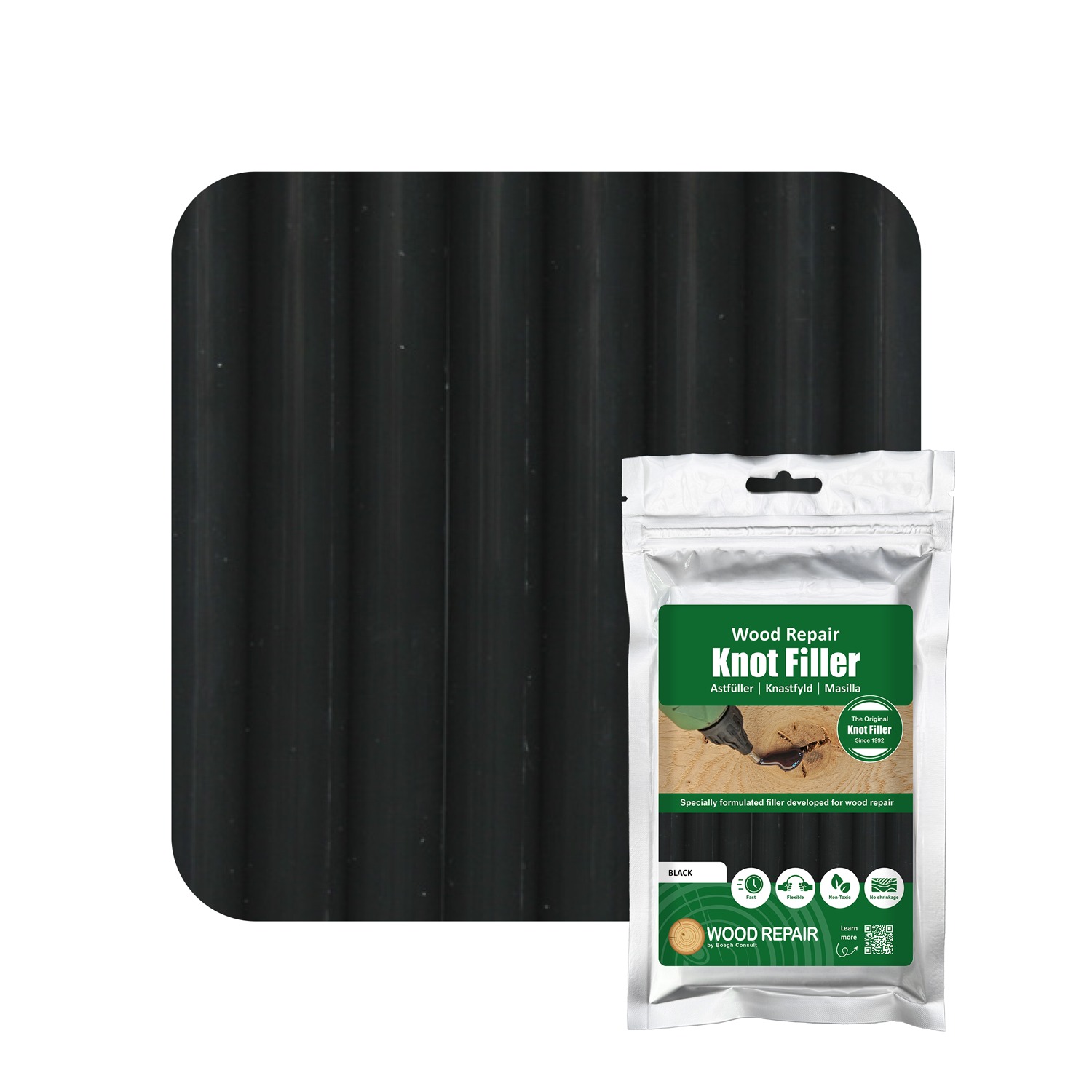 Wood Repair WRE-10113 Knot filler cartridge 150 mm 8pcs. Black