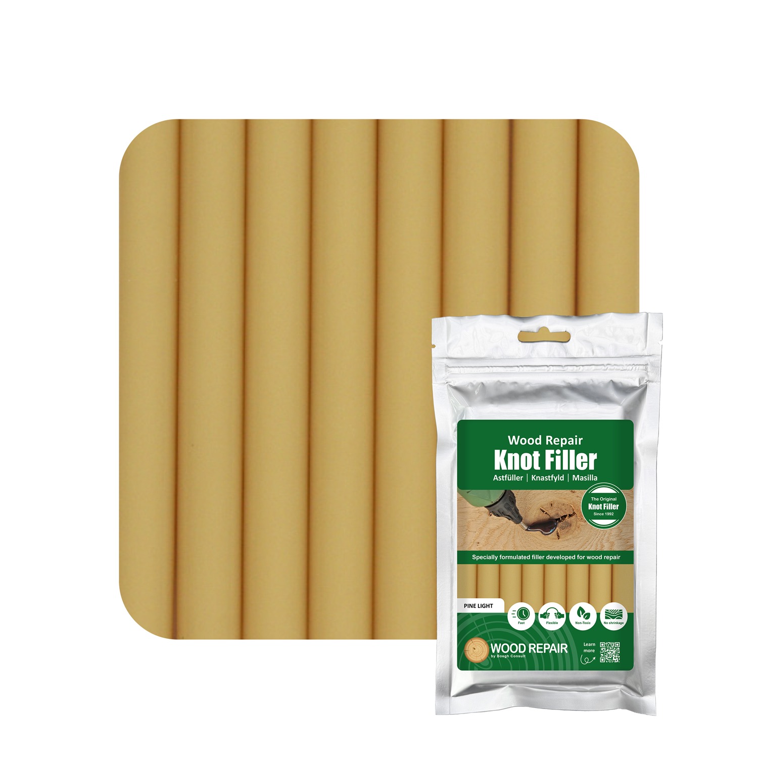 Wood Repair WRE-10111 Knot filler cartridge 150 mm 8pcs. Pine light