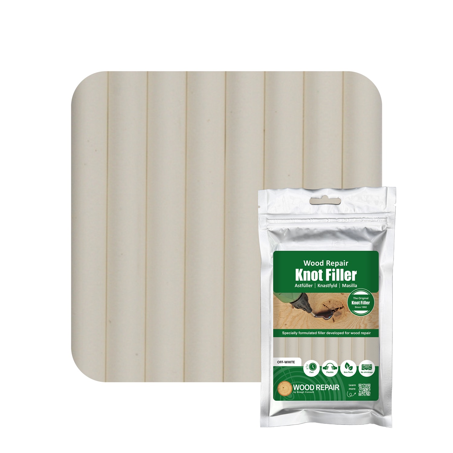 Wood Repair WRE-10116 Knot filler cartridge 150 mm 8pcs. Off White