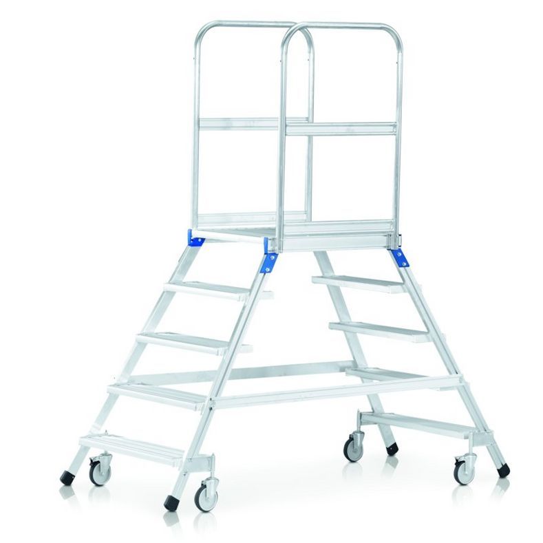 Zarges 41982 Ground floor stepladder, mobile, double sided access, 4 Treads incl. platform