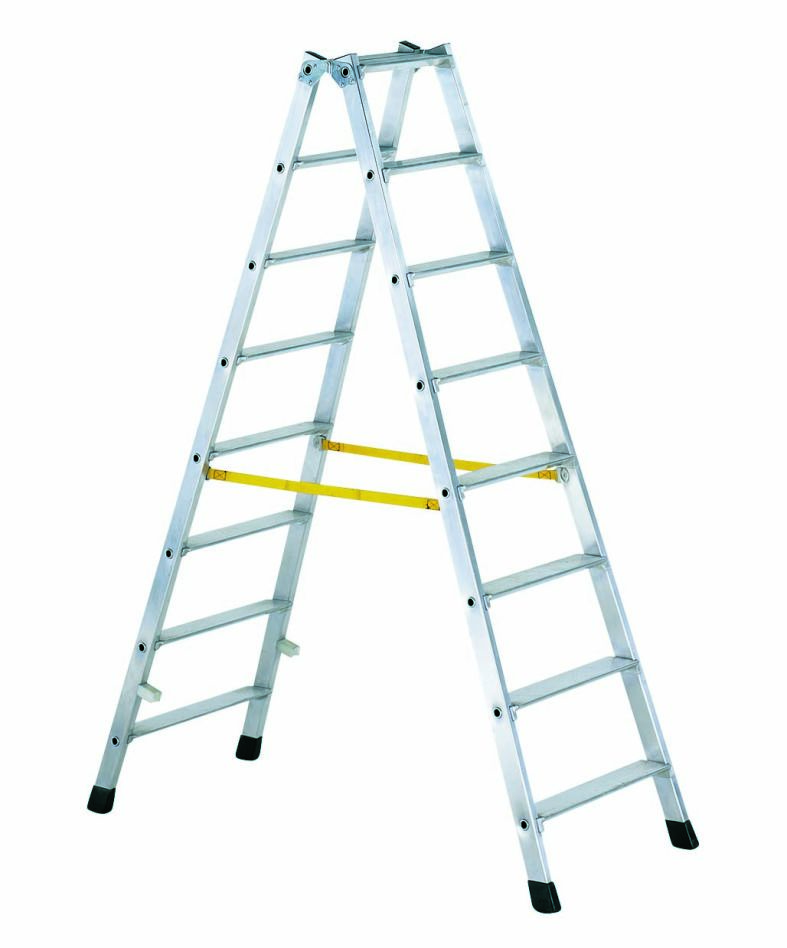Zarges 42464 Z300 Double-sided stable ladder with rungs and raised edge 2 x 4 steps