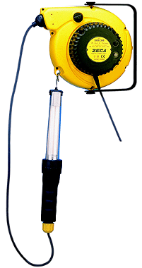 Zeca 800176 5907/328/230V Cable spring reel with torch and transformer 15 mtr 230 Volt